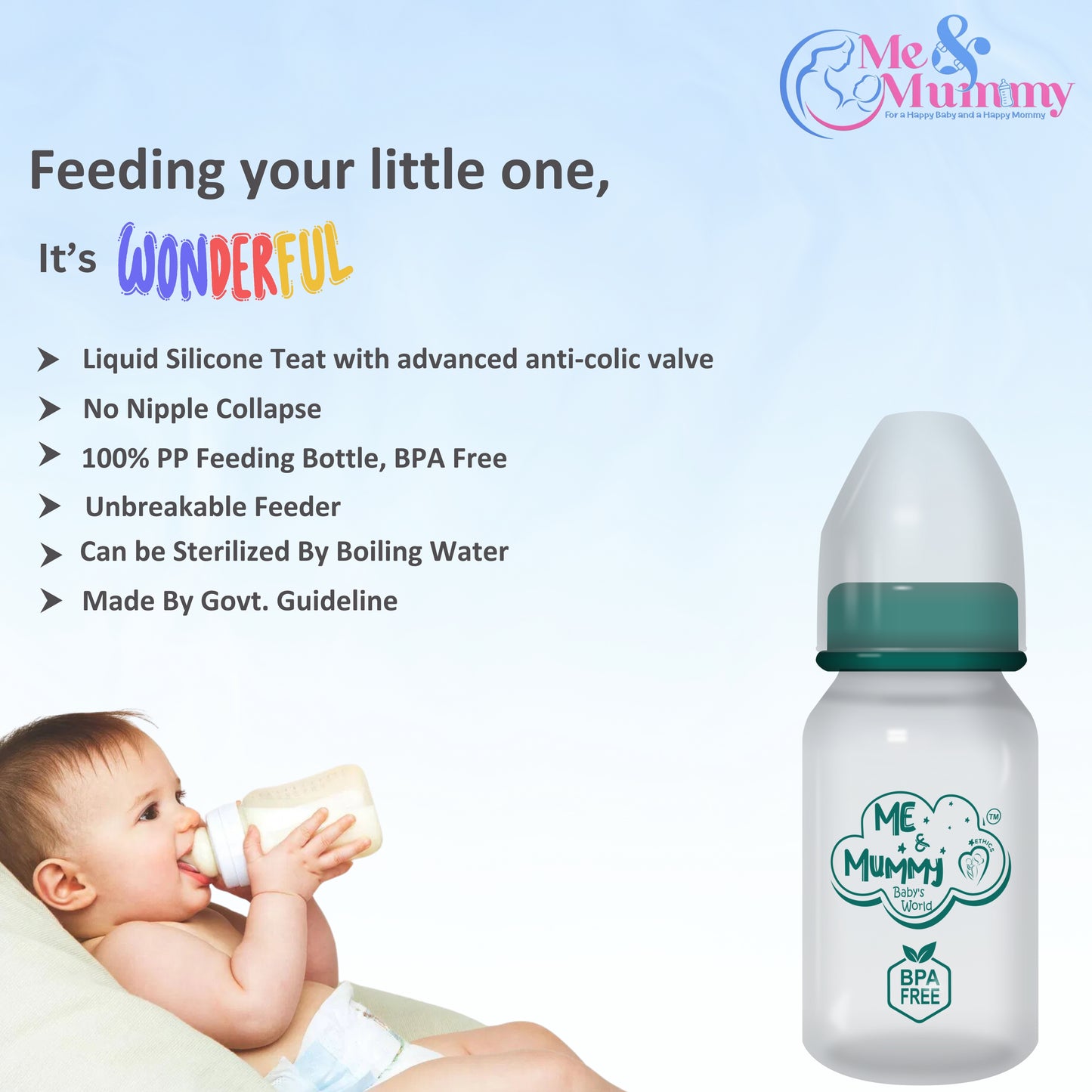 ZEBRA Anti-Colic Slim Regular Neck Essential Bpa-Free Baby Feeding Bottle, 125Ml, Pack Of 1, Green