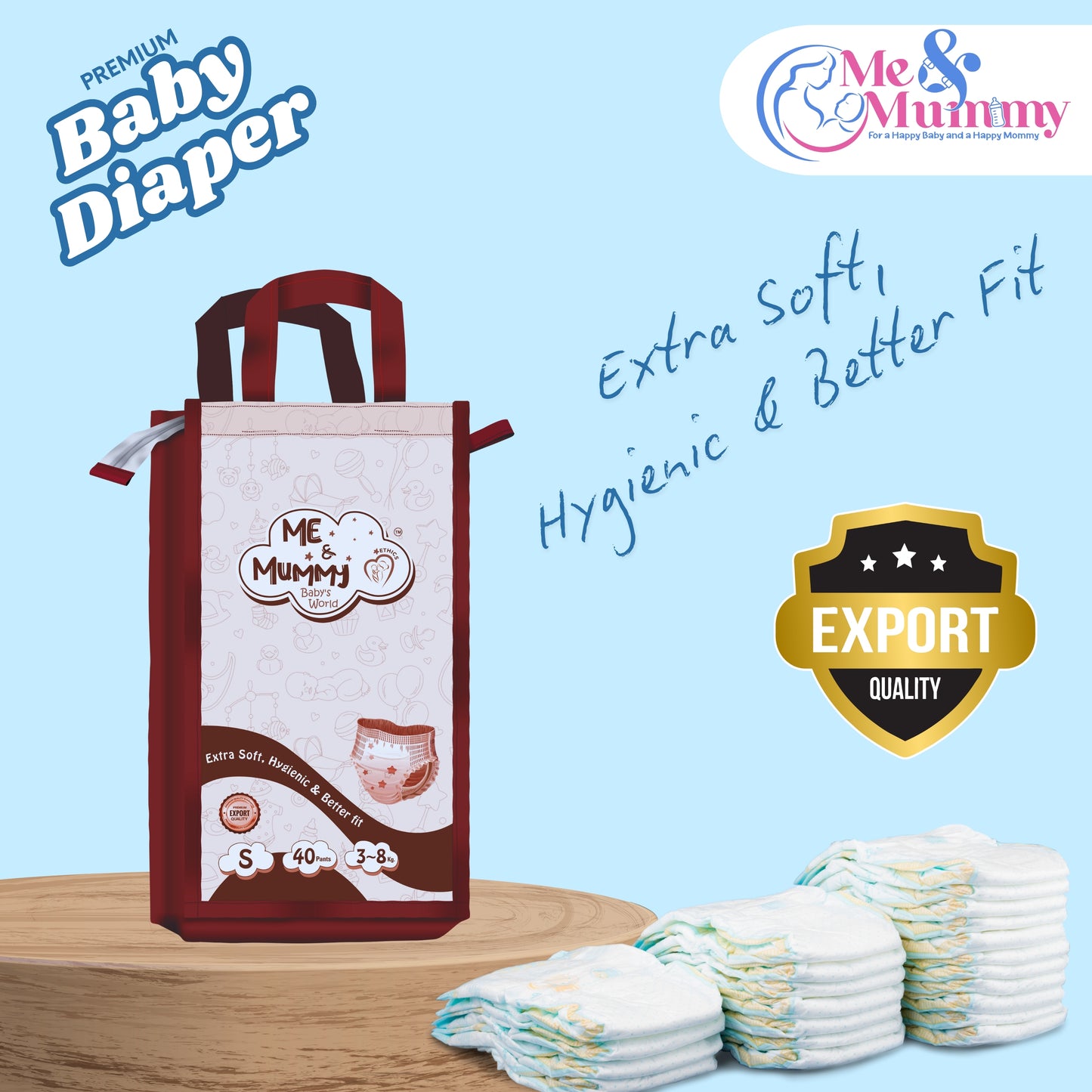 Small Baby Diaper Pants ( For 3 to 8 kg)N Pack Of 40pcs