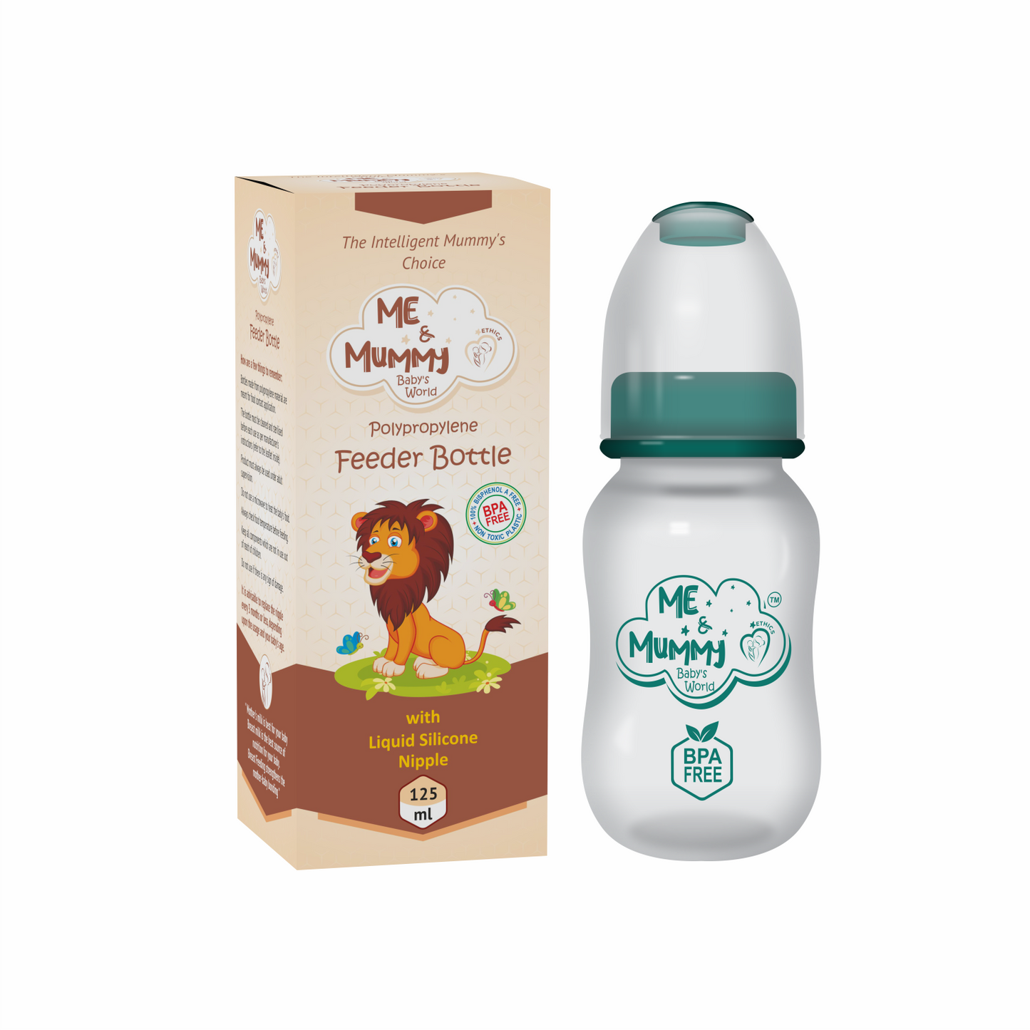 Lion Anti-Colic Slim Regular Neck Essential Bpa-Free Baby Feeding Bottle, 125Ml, Pack Of 1, GREEN