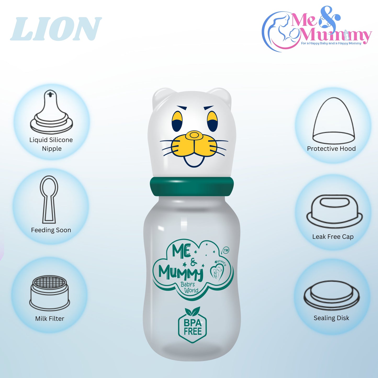Tiger Anti-Colic Slim Regular Neck Essential Bpa-Free Baby Feeding Bottle, 125Ml, Pack Of 1, GREEN