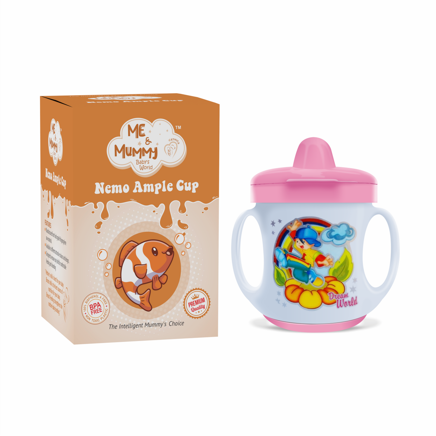 Me and Mummy Nemo Ample Cup (Sippy/Sipper) with Cover and Doodle Twin Handle 150ml