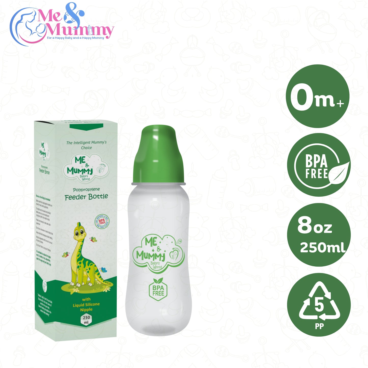 Diano anti-Colic Slim Regular Neck Essential Bpa-Free Baby Feeding Bottle, 250Ml, Pack Of 1, Parrot + Transparent