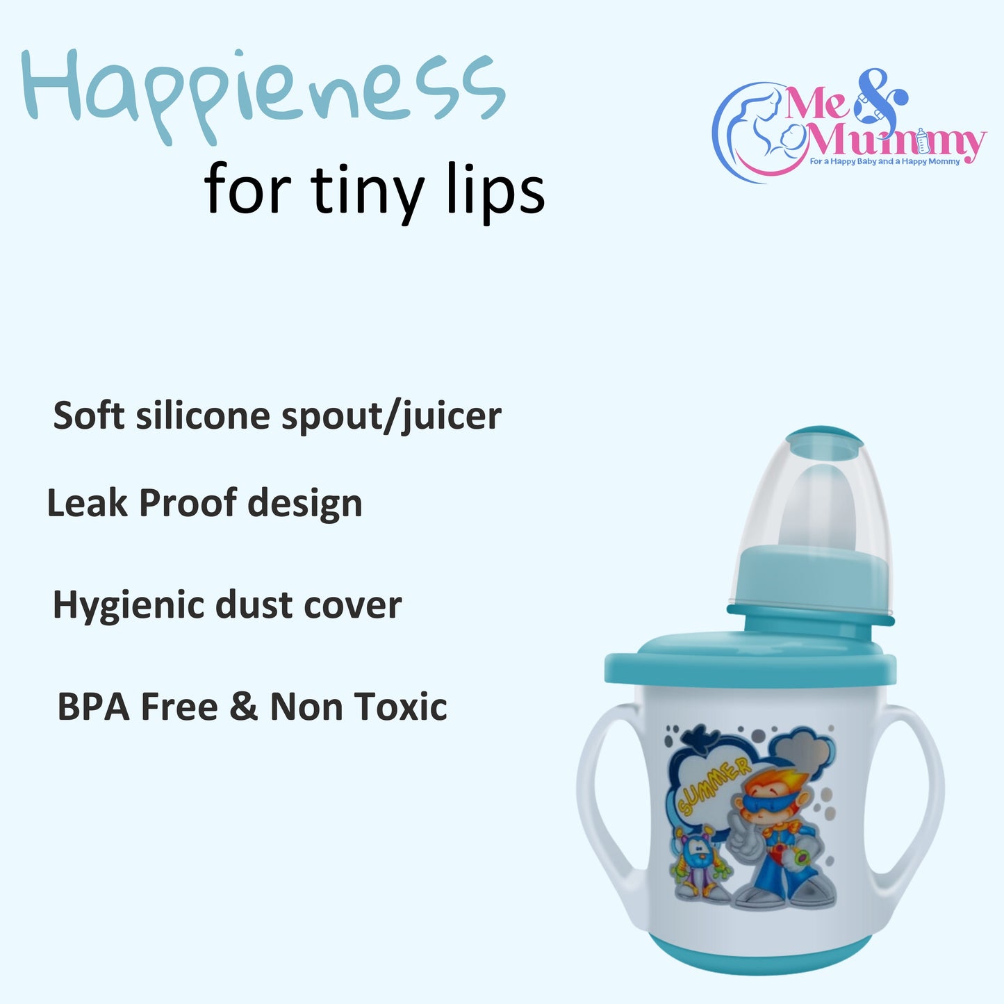 DOLPHIN 2 in 1 Convertible Soft Spout & Nipple Cup | Anti Spill, BPA-Free & Non-Toxic | Easy to Hold Detachable Handle | Unbreakable, Anti Leak Lock Bottle with Cap for Kids, 150ml