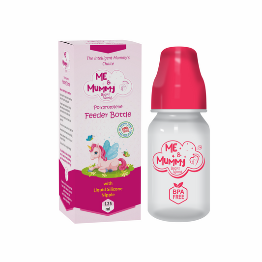 unicorn Anti-Colic Slim Regular Neck Essential Bpa-Free Baby Feeding Bottle, 125Ml, Pack Of 1, pink