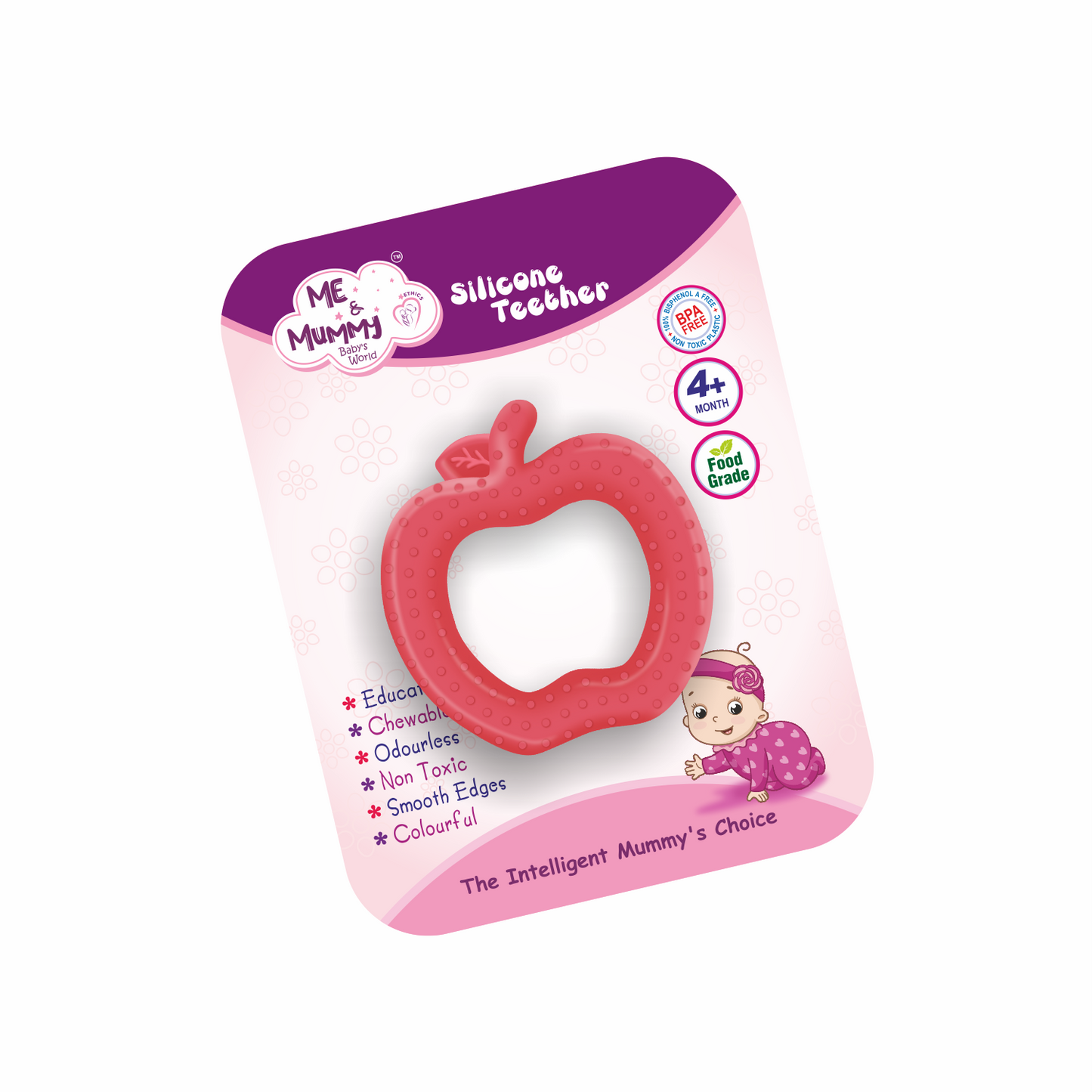 MEANDMUMMY Silicone Baby Teether for Teething Gums, Teething Toy with Textured Surface for Infants and Babies, 100% Food Grade Silicone, (Random Color)