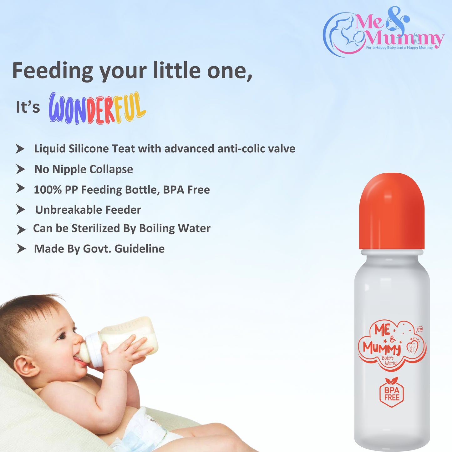 Camel anti-Colic Slim Regular Neck Essential Bpa-Free Baby Feeding Bottle, 250Ml, Pack Of 1, Orange+Transparent